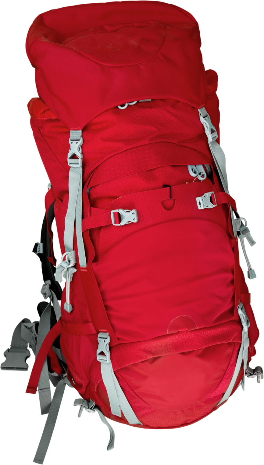 Red Tourist Backpack Isolated on White Background